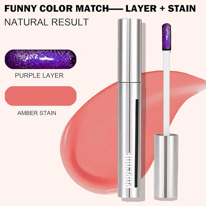 Peel Off Lip Stain - Long Lasting, Transfer Proof and Waterproof Tattoo Lip Tint, Matte Finish Lip Stain Peel Off, Infused with Vitamin E & Algin & Hydroxyacetophenone, #007 Amber