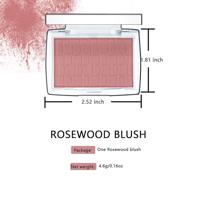 Matte Blush Powder for Cheeks - Rosewood Blush Nice Skin Fit Glow Face Blushes Ease Of Application and Soft Feel Beauty