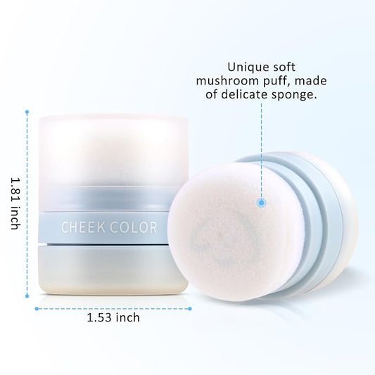 Boobeen Air Cushion Matte Blush for Cheeks, Natural Highly Pigmented Makeup Easy to Blend, Long-lasting Loose Powder Compact
