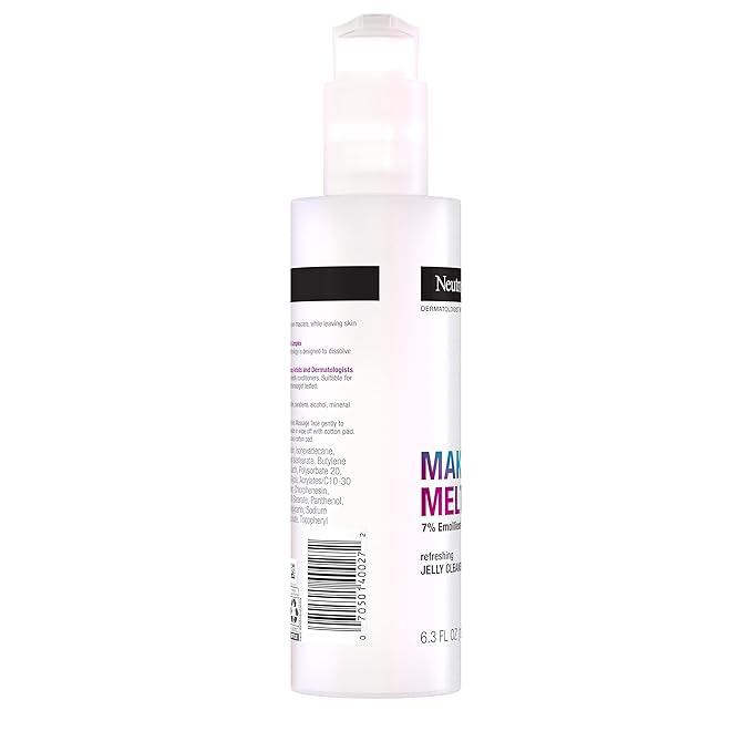 Neutrogena Makeup Melting Refreshing Jelly Cleanser, 7% Emollient-Vitamin Complex, Gentle Face & Eye Makeup Remover to Melt Stubborn Makeup, Cleanse & Condition Skin, Oil-Free, 6.3 fl. oz