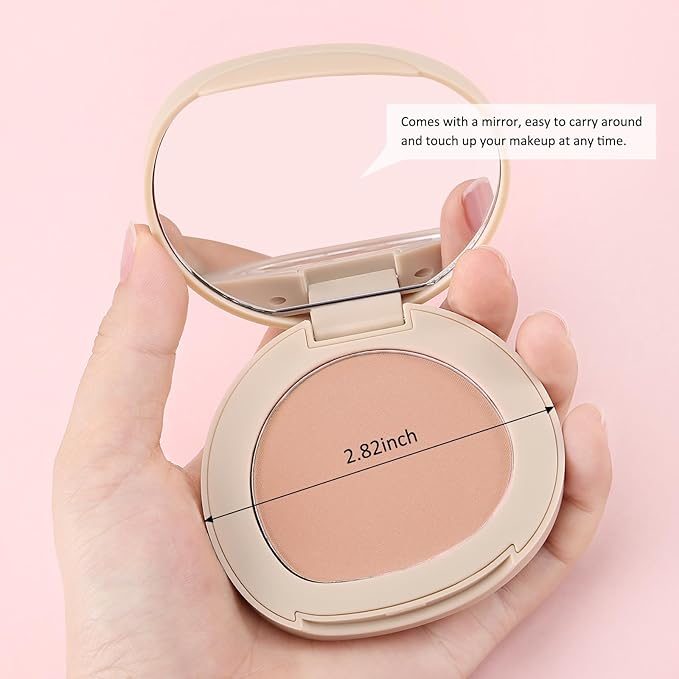 Boobeen Powder Blush Matte Single Color Blush, Pressed Blush Face Makeup Blusher High Pigment Blush for Colorful, Long-wear Glow, Natural Flush Tint for Cheeks