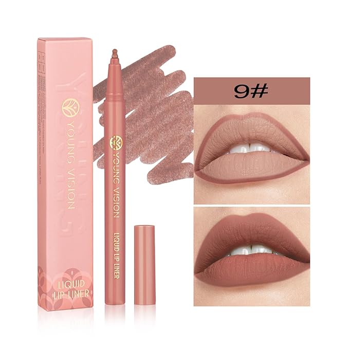 YOUNG VISION Gourd-Shaped Precision Liquid Lipstick & Lipliner - Nude Matte Perfection