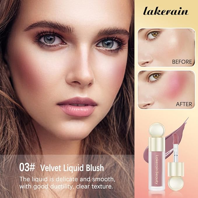 Liquid Blush For Cheeks, Soft Velvet Cream Blush Face Blush Makeup, Pink Blush Red Blush Skin Tint, Natural-Looking Matte Finish Makeup Blush Stick, Waterproof&Long Lasting Dewy Cheek Tint, Moisturizing&Lightweight Blendable Feel Blush Makeup (3#)