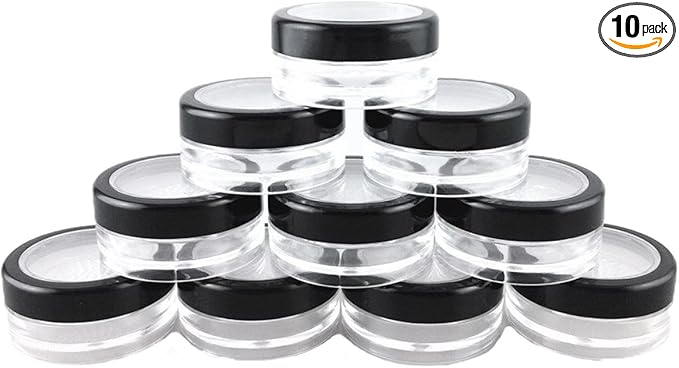 yueton 10pcs Black Edge Open Window 10 Gram Empty Clear Plastic Powder Compact Cosmetic Containers