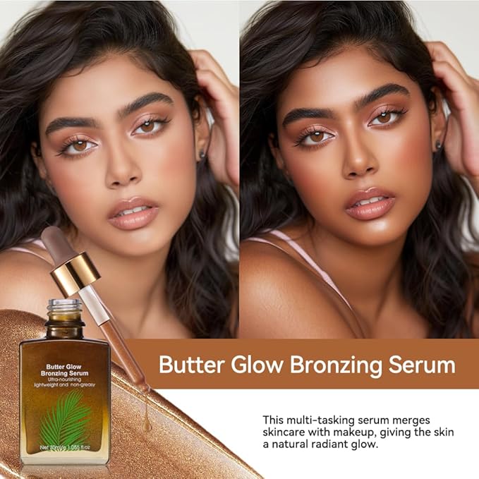 Butter Glow Bronzing Serum, Face Bronzers Serum, Hydrating Face Serum, bronzing drops for face, Liquid Bronzer, Bronzing Drops (2PCS, Large)
