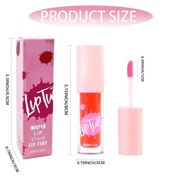 2 Colors Lip Tint Stain, Water Matte Liquid Lipstick, Korean Lip Gloss Moisturizing Natural Lip Tint, Lip and Cheek Tint,Non-Sticky Finish Lip Stain,Long-Lasting Waterproof,Vivid Color Lip Stain-01+03