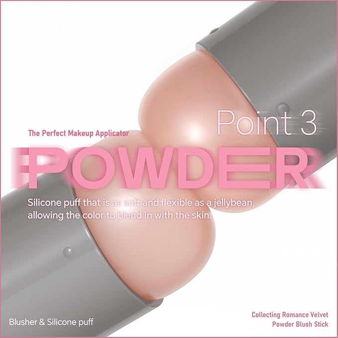 Cream to Powder Blush Stick, Built-In Jelly-like Silicone Makeup Applicator, Buildable & Blendable, Multi-use Blush Makeup Stick for Cheeks, Lips and Eyes, 03 NEVER TOO MUCH