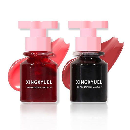 2PCS Velvet Lip Gloss Set, Multipurpose Liquid Lipstick - Long Lasting Waterproof, Non-Sticky, Lip & Cheek Tint - Set C