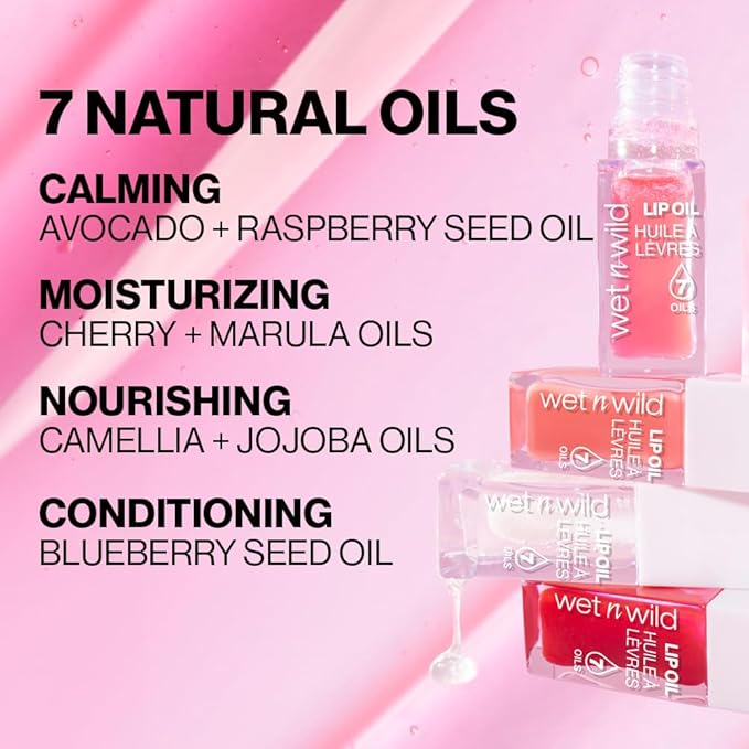wet n wild Lip Oil - Lightweight, Non-Sticky, Hydrating & Nourishing Formula with Marula, & Jojoba Oils, Vegan & Cruelty-Free - Crystal Ball (Pack of 2)