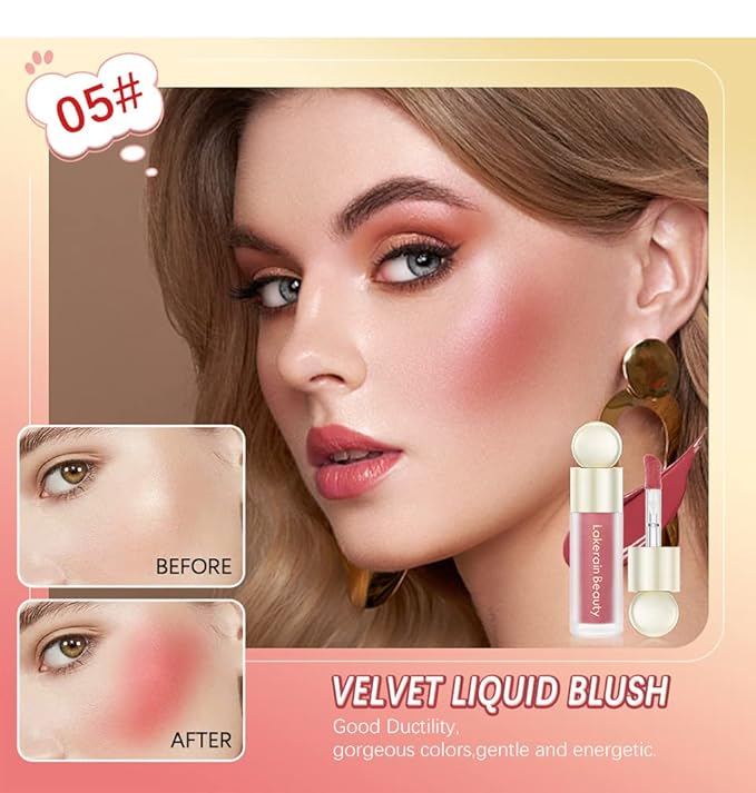 GL-Turelifes Soft Cream Blush Makeup, Liquid Blush for Cheeks, Natural-Looking Long Lasting, Smudge Proof, Velvet Mousse,Dewy Finish, Easy to Blend Blusher (#3)