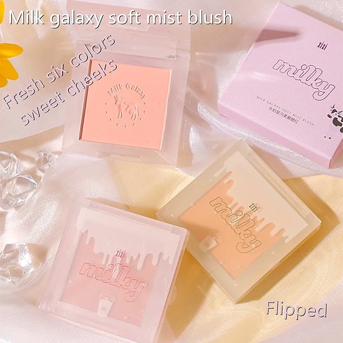 Blush Palette, Milk Galaxy Soft Mist Blush Monochrome Blush Palette Matte Vitality Nude Makeup Rouge Repair Blush Portable Daily Light Makeup Pink Tender Girl Beautiful Woman (Oat sweet milk)