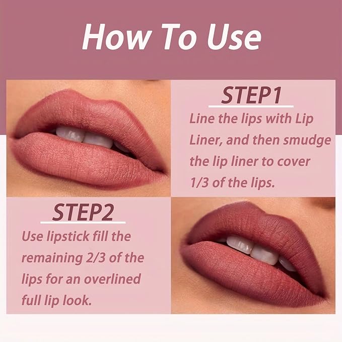 Lipstick and Lip Liner Combo Set, 2 in 1 Liquid Lip Liner Set, Lip Kit With Lip Liner and Gloss, Lip Gloss and Lip Liner Set, Lip Makeup, Matte Lipstick Beauty Daily Cosmetics Gift for Girls (#18, s)