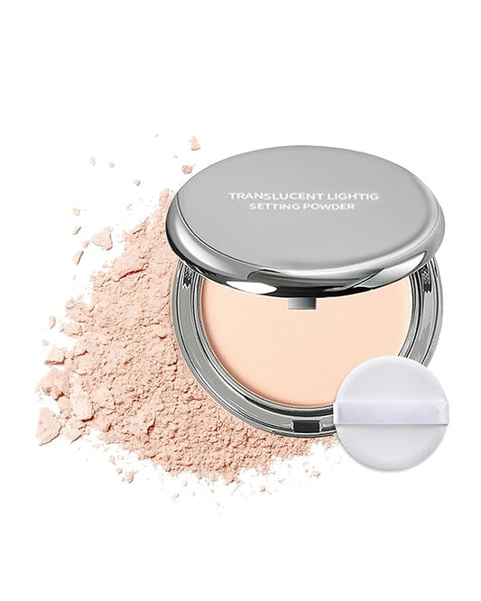 Pressed Mineral Powder Foundation,4-in-1 Matte Setting Powder with Concealer&Finishing Powder Makeup Color Correcting Medium to Full Flawless Coverage Foundation, Waterproof Long Lasting,Ivory