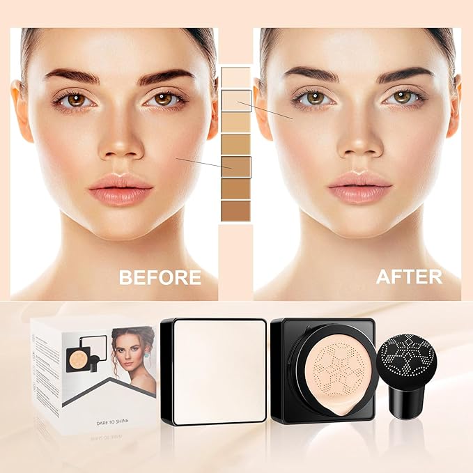 Air Cushion CC Cream Foundation - Moisturizing BB Cream Makeup with Screw Lid Concealer, Matte, Waterproof & Oil Control Concealer, Even Skin Tone, All-Day Hold (Natural)