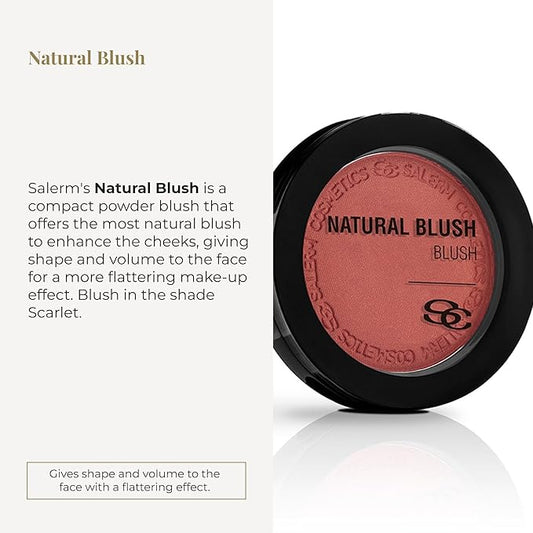 SALERM - Compact Powder Blush - Natural Blush - 8 g - Tone Scarlet - Natural-Looking Blush - Long-Lasting - Soft and Lightweight Texture - Buildable Coverage