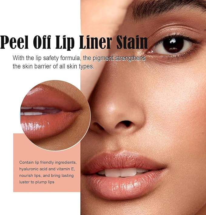 Dulele 3PCS Lip Liner Set, Peel Off Lip Stain, Long Lasting Waterproof Lip Stain Peel Off, Transfer Proof Matte Finish Lip Gloss (A, M)