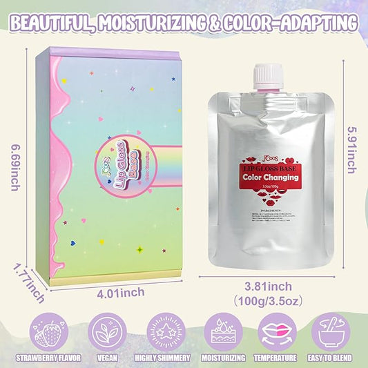 JCOOS Lip Gloss Base, Color Changing Lip Oil, Lipgloss Base, 2PCS 3.5 Ounce Lip Gloss Base Clear, Glossy, Moisturizing Lipstick for Women, Lip Glow Oil, Diy Lip Gloss Making Kit Make Your Own Beginner