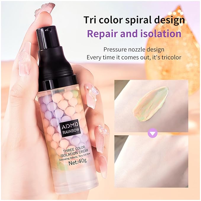 Face Primer for Makeup 3 Colors Isolation Cream Color Corrector Primer Concealer Invisible Pore Brightening Primer Base Corrector Natural Isolation Cream Primer Face Makeup