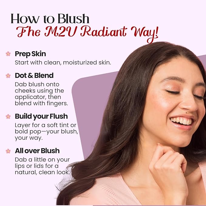 M2U NYC Light Pink Liquid Blush – Soft, Dewy Liquid Blush for Cheeks with High Pigment Color & Breathable Feel – Lightweight & Blendable, Long-Lasting Formula Infused with Rosehip Oil (Cotton Candy)