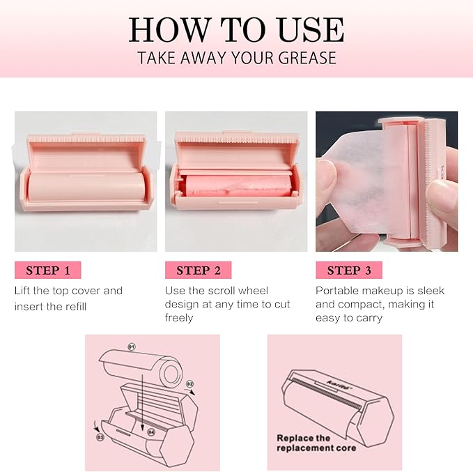 Oil Blotting Sheets For Face,Travel-Size Oil Blotting Sheets - Pocket-Friendly & Practical,Slotted Roll-On Oil Absorbing Paper,Ultra-Thin & Breathable,Lightweight Design 5M+5Mreplacement