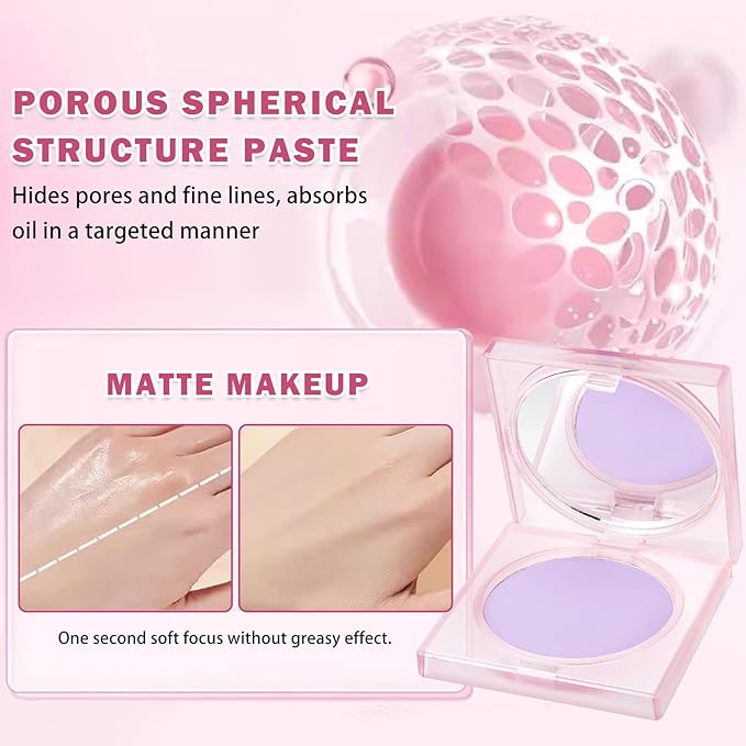 Oil Control Pressed Setting Powder,Jelly Pressed Powder for Face Makeup,Soft Focus Blurring Setting Powder Finishing Powder Makeup,Matte Polvo Traslucido Maquillaje Para Mujer
