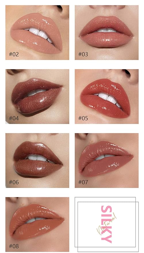 MAEPEOR Shiny Glossy Lipgloss Set 8PCS Non-Sticky Moisturizing Lip Gloss Long-lasting High Shine & Shimmer Liquid Lipstick for Girls and Women (Shiny Glossy, Set 01)