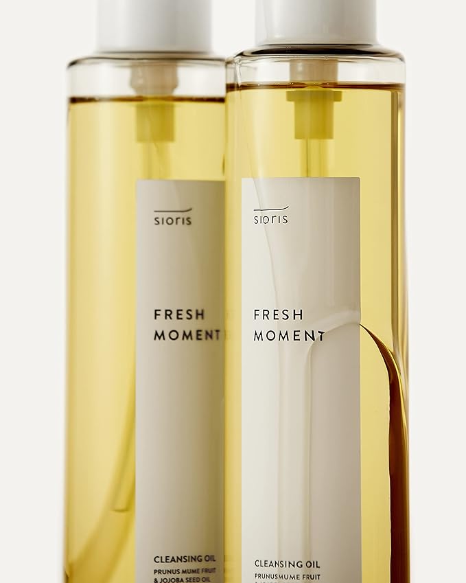 SIORIS Fresh moment cleansing oil 6.76 fl. oz, Organic green plum oil gently melts away makeup and daily dirt with moisturizing for senseitive skin, Korean Facial Cleanser