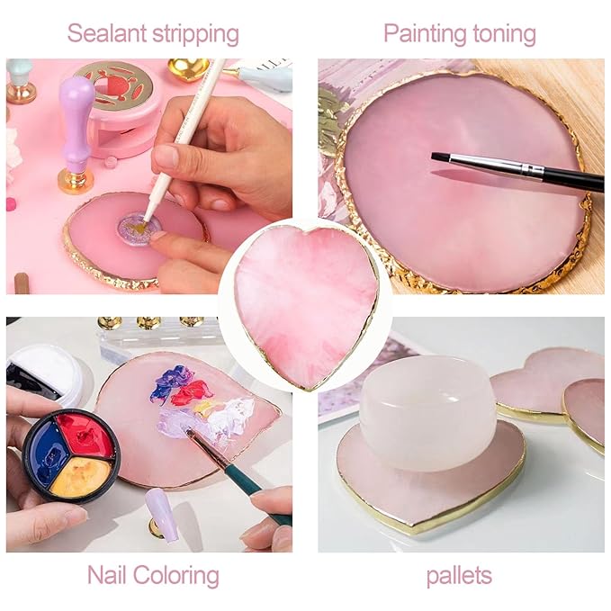 2 PCS Resin Nail Art Palette, Nail Painting Mixed Color Palette, Nail Polish Palette, Heart Shape and Circle Resin Gel Polish Palette