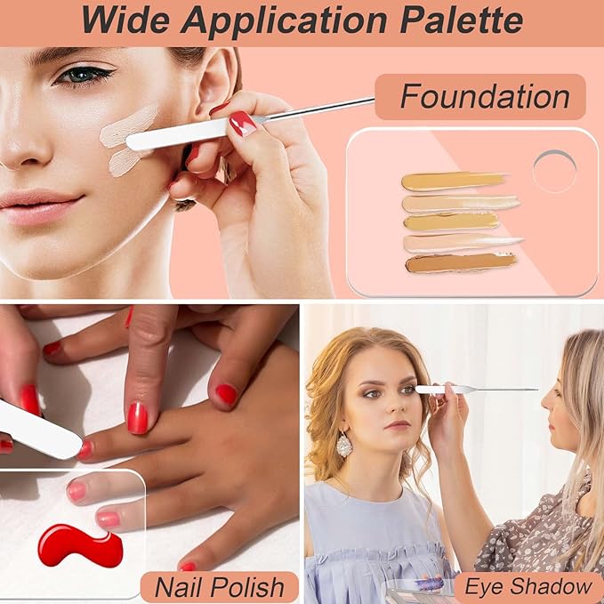 Korean Professional Makeup Set - Stainless Steel Spatula & Mixing Palette for Eyeshadow, Eyelash, Nail Art & Foundation