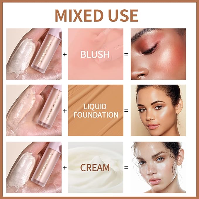Liquid Highlighter, Shimmer Face Body Highlighter Wand,Waterproof and Long-lasting Cream Smooth Highlighter Illuminator, Silky Natural Glow Makeup Stick for Body, 04#CANDLELIGHT