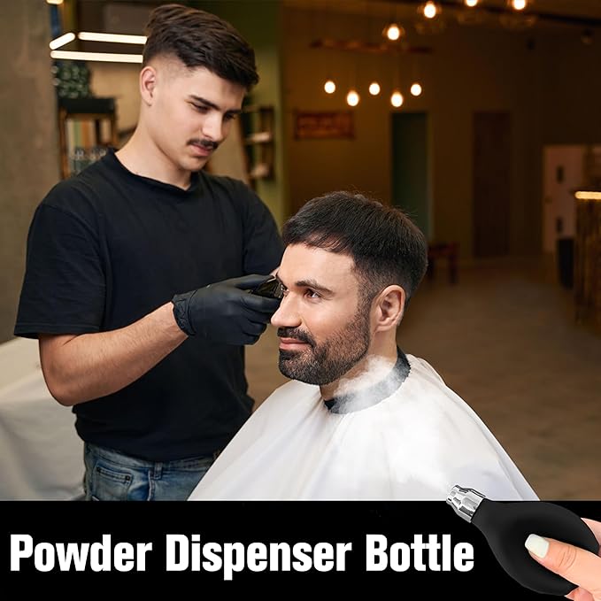 Powder Barber Spray Bottle, Empty Dispenser Blower, 3.38oz/100ml Refillable Hair Fiber Applicator Use Dry Shampoo, Gently Release Cornstarch Onto Neck Area, Make Client Comfortable After Hair Cut