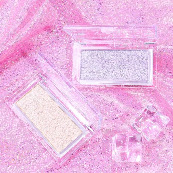 Pearl Purple Shimmer Glitter Contour Powder Makeup Face Illuminator (Shiny Silver) (04#, rectangle)