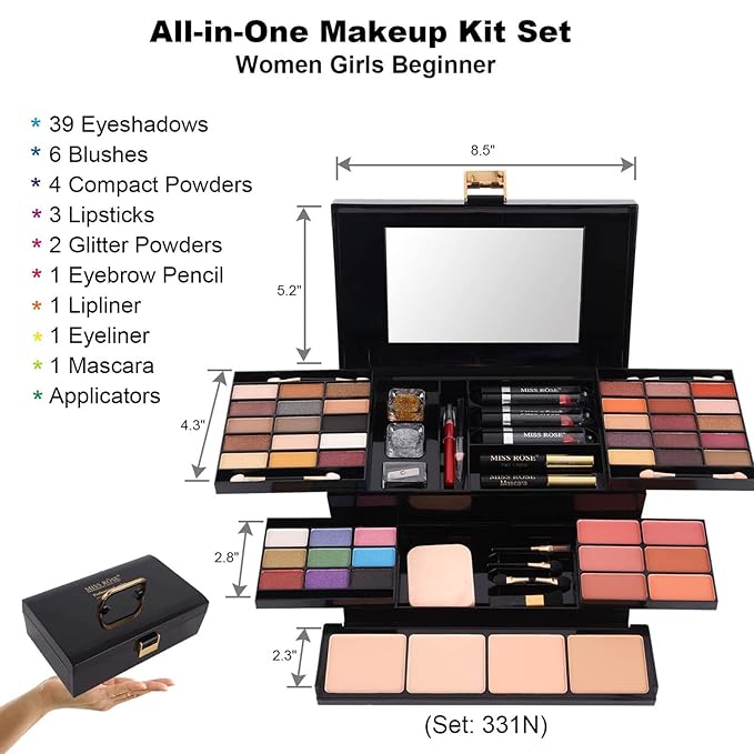 M 58 Color Professional Makeup pallet, Makeup Kit for Women Full Kit, All In One Makeup Set, Makeup Gift Set for women&girls&teens (331N)