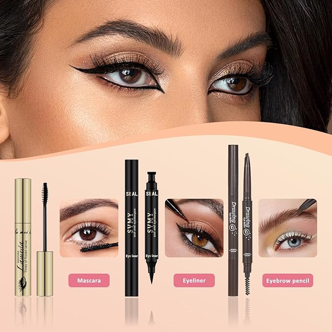 All in One Makeup Kit for Teen Girls - Gift Set with Eyeshadow, Lipsticks, Eyebrow Pencil & Cosmetic Brush