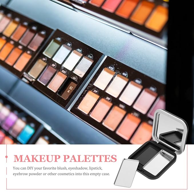 Beaupretty Empty Eyeshadow Palettes 2PCS Empty Eyeshadow DIY Lipstick Lip Balm Blusher Containers Refillable Makeup Storage Case Box with Mirror