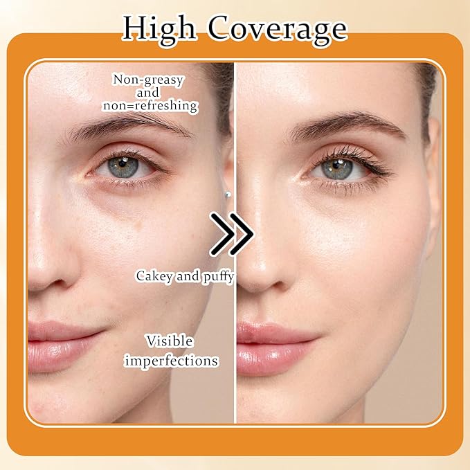 2Pcs Mushroom Head Air Cushion CC Cream Foundation Makeup,Moisturizing BB Cream Face Makeup Liquid Foundation,Long Lasting Full Coverage Concealer for All Skin Types(Natural)B
