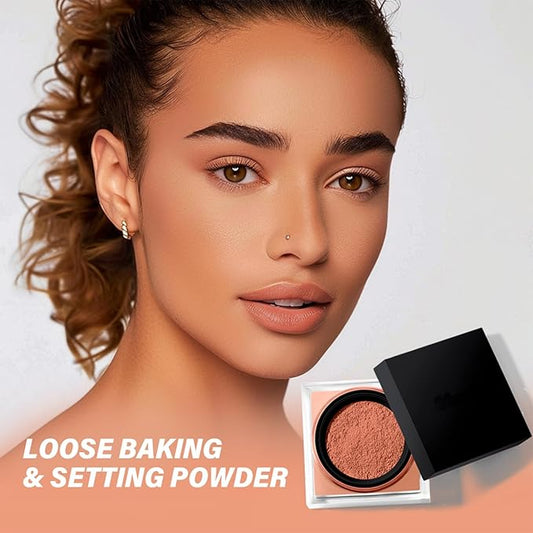 Setting Powder, Loose Baking Powder, Natural Matte Finish Oil Control (Brown, 0.71Oz)
