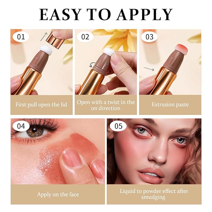 3-IN-1 Liquid Contour Stick, Highlighter & Blush & Contour Stick, Highlighter Stick Makeup, Multi-purpose Contour Makeup, Cream Contour Long Lasting and Waterproof Cosmetic #09