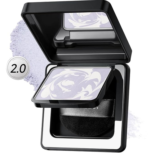 Black Magnet Soft Focus Powder, Waterproof Translucent Pressed Setting Powder, 24H Longlasting Talc-Free Face Powder, Oil Control Compact Makeup,01 Blue Purple For Dry&Com Skin, 0.28Oz