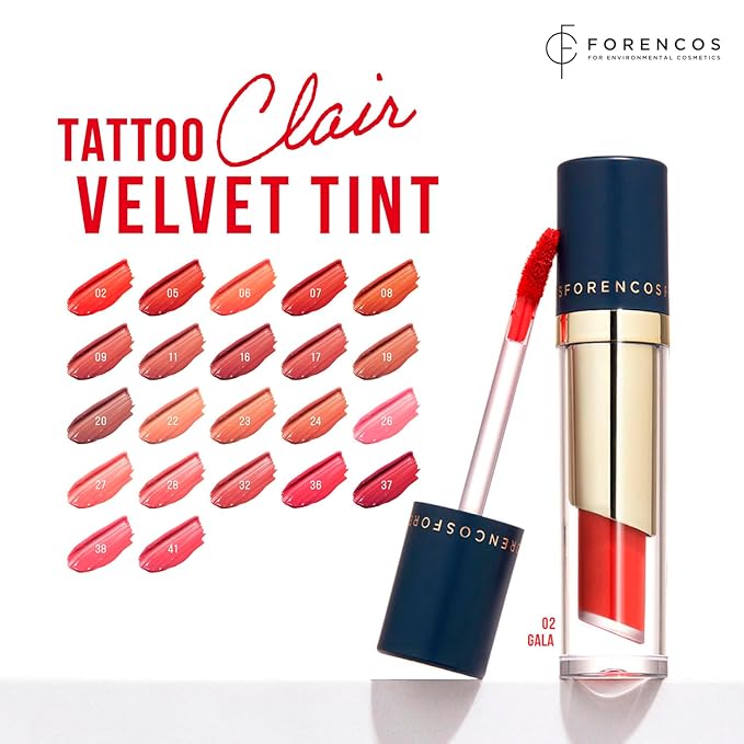 FORENCOS Long Lasting Waterproof Lip Stain Liquid Lipstick, Velvet Matte, Longwear, High Pigmentation, Tattoo Lips, Weightless, Smudge-proof, Non-Sticky, Korean Lip Tint Stain Makeup (02 Gala)