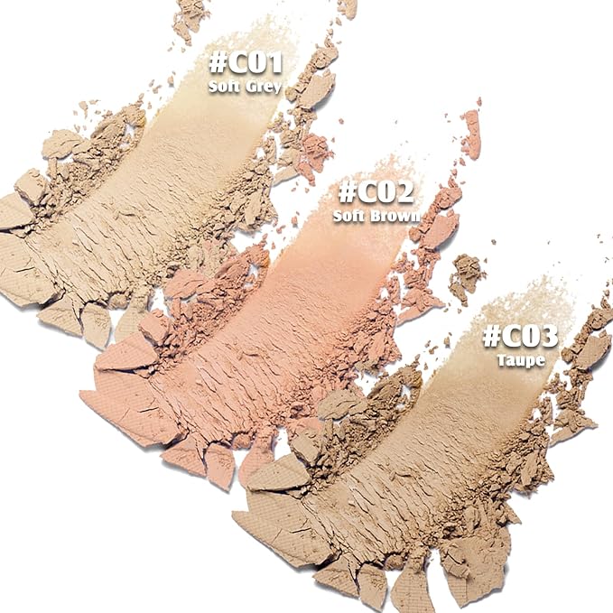 Cream Contour Powder Palette Kit with Brush & Mirror, Matte Bronzer Cool Toned Contour Powder Palette for Face Sculpting Makeup (#C03 Taupe)