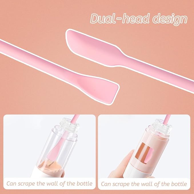 Makeup Mixing Palette Spatula Set, 2PCS Mini Acrylic Makeup Palette & 2PCS Silicone Skincare Spatula, Cream Foundation Palette for Mixing & Save Cosmetics (Blue,Circle+Butterfly)