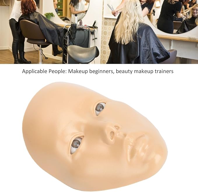 JTLB Makeup Practice Face with Plastic Stand 5D Silicone Full Face Makeup Practice BoardReusable Mannequin Tool for Beginner (White Skin)