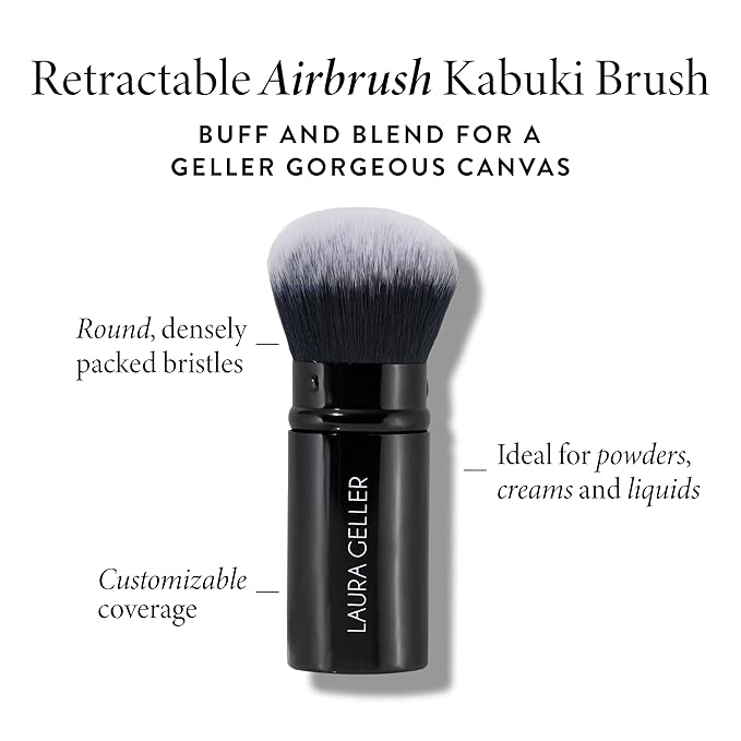 LAURA GELLER NEW YORK Effortless Essentials Kits - Cream Finish (4pc): Baked Balance-n-Brighten Foundation, Tand + Spackle Makeup Primer, Hydrate + Modern Classic Cream Lipstick, Real Rosy + Kabuki