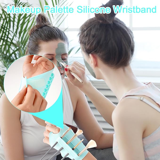 Makeup Mixing Palette Wrist Strap,Foldable Makeup Brush Storage Palette,Silicone Hand Wrist Makeup mixing tray Draw Assistance Tool for Small to Medium Brush