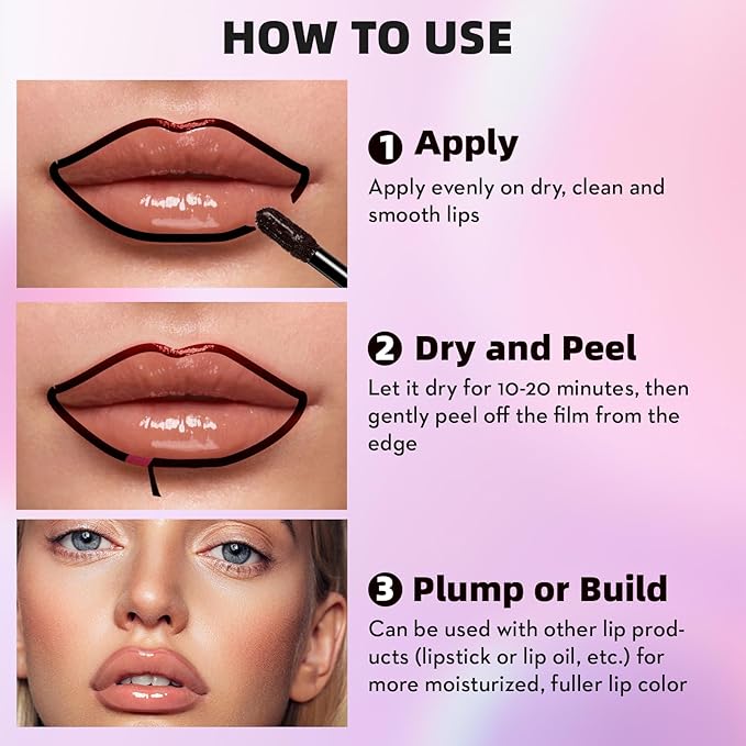 Lip Stain Peel Off, Brown Lip Liner Stain Peel Off Tattoo Matte Lip-tint, Long Lasting, Waterproof, Transfer-proof, Moisturizing, Easy to Use, Highly Pigmented Color for All Skin Types (#04)