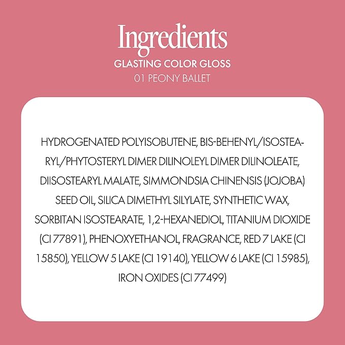 Glasting Color Gloss - K Beauty High Shine Long Lasting Lip Makeup - Non-Drying & Moisturizing - Lightweight Tinted Lip Gloss with Jojoba Oil 0.15 oz (#01 Peony Ballet)