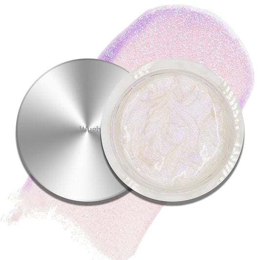 Liquid Highlighter, Body Face Shimmer Glow Makeup Cream Brighten Luminizer Waterproof Longlasting Moisturizing Lightweight Glitter Illuminator Non-Sticky Body Bronzer Dewy Finish-White Galaxy