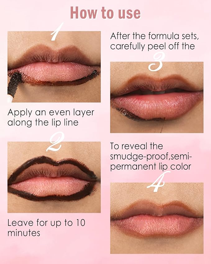 Peel Off Lip Liner Stain, Long Lasting Waterproof Lipliner Tattoo Stain, Transfer-Proof, High Pigmented Color Lipstain with Matte Finish, All-Day Stay Lipliner Makeup for Women, Neutral Mauve