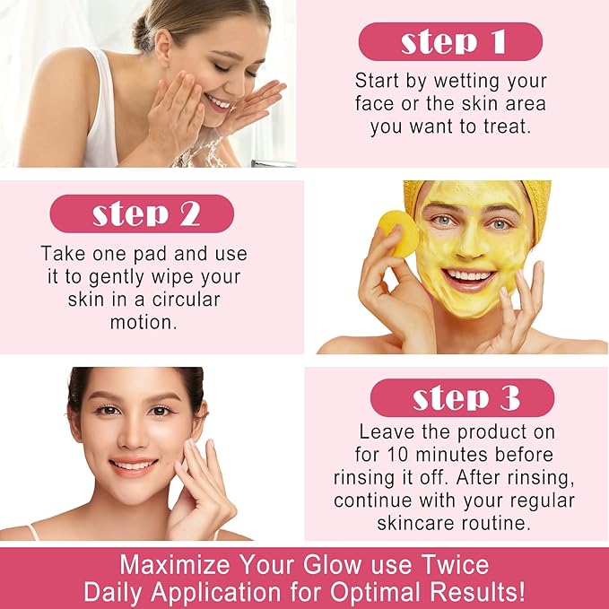 Turmeric Cleansing Pads 60 PCS, Kojic Acid and Turmeric Cleansing Pads, Turmeric Cleansing Pads for Dark Spots, Sugar Turmeric Exfoliating Cleansing Pads for Face and Body (2 pack) 